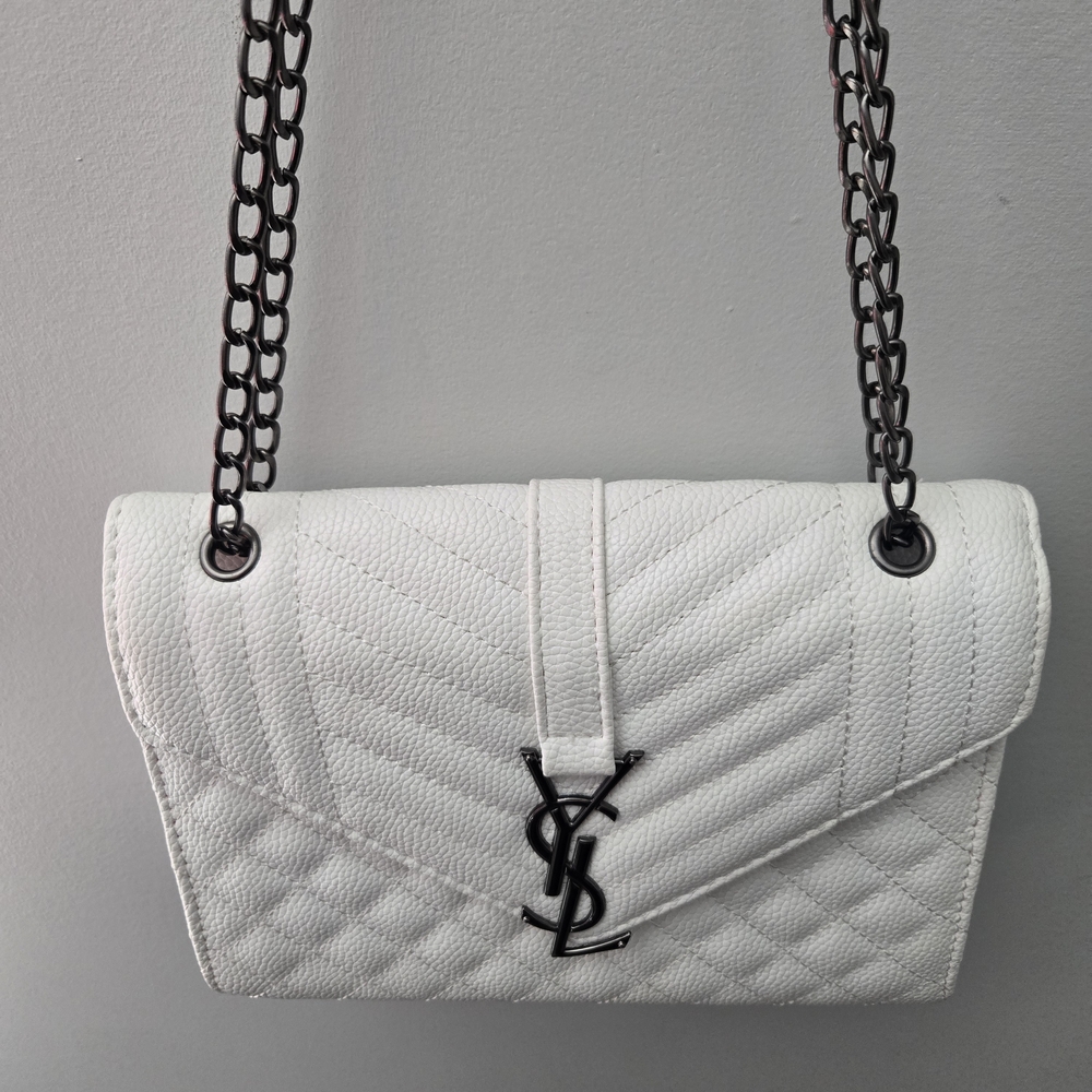 YSL SAINT LAURENT ENVELOPE MEDIUM MATELASSÉ LAMBSKIN WHITE - Picture 5 of 8